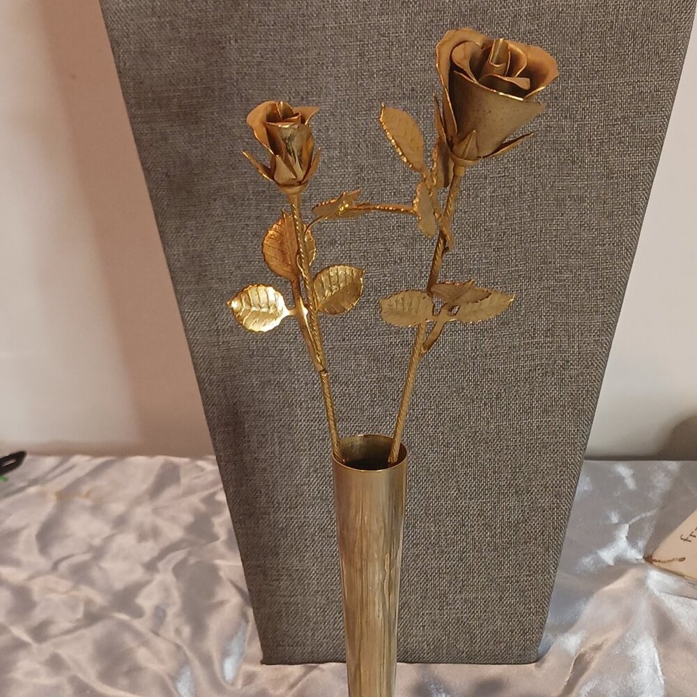 Ted Arnold Brass Roses in Vase